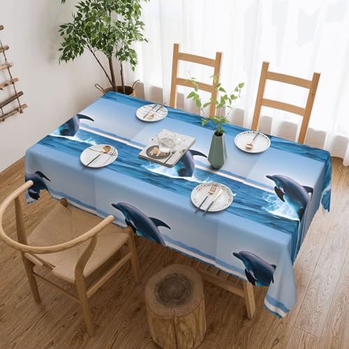 Baicrane Jumping Up Delfin-Tischdecke, 137 x 183 cm, quadratisch, elegant und perfekt für Esstische, Partys und besondere Anlässe. von Baicrane