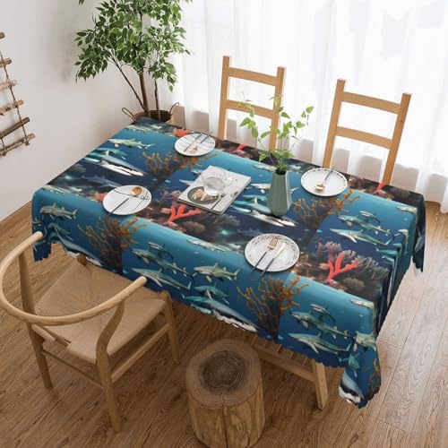 Baicrane Tischdecke mit Haifischmotiv, 137 x 183 cm, quadratisch, elegant und perfekt für Esstische, Partys und besondere Anlässe. Baicrane Tischdecke mit Haifischmotiv, 137 x 183 cm, quadratisch, elegant und perfekt für Esstische, Partys und besondere Anlässe. von Baicrane