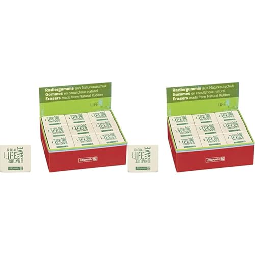 Baier & Schneider Brunnen 1029966 Radiergummi/Radierer Nature, 4 x 3,5 x 1 cm, aus Naturkautschu) weiß (Packung mit 2) von Baier & Schneider