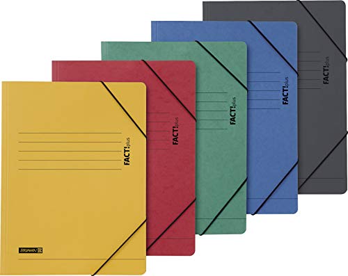 Baier & Schneider Brunnen 1041613, Eckspanner für A4, Hochwertiger Pressspankarton 375 g/m², 0, 4 mm dick, Fact!Plus, 10 Stück (5 Farben: gelb, Rot, schwarz, grün, Blau) von Baier & Schneider