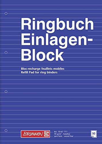 Baier & Schneider Ringbuch-Einlage Ringbucheinlagenblock, A4, 70 g/qm, 4fach, liniert, weiß, 50 Bl von Baier & Schneider