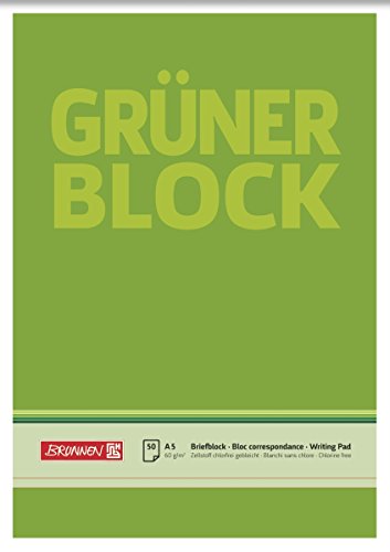Baier & Schneider Brunnen 1052436 Briefblock / Schreibblock / Der grüne Block (A5, blanko, 50 Blatt, 60g/m²) von Baier & Schneider