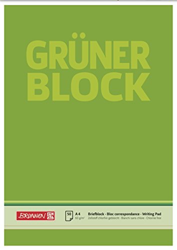 Baier & Schneider Brunnen 1052636 Briefblock / Schreibblock / Der grüne Block (A4, blanko, 50 Blatt, 60g/m²) von Baier & Schneider