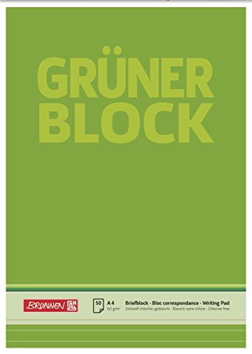 Brunnen 1052637 Briefblock / Schreibblock / Der grüne Block (A4, liniert, 50 Blatt, 60g/m²) von Baier & Schneider