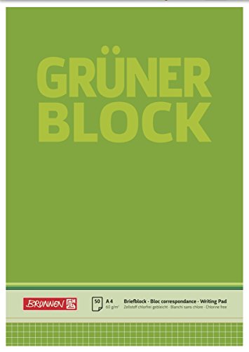 Brunnen 1052638 Briefblock / Schreibblock / Der grüne Block (A4, kariert, 50 Blatt, 60g/m²) von Baier & Schneider