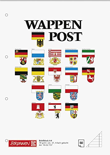 Brunnen 1052737 Briefblock / Schreibblock / Wappen-Post-Block (A4, liniert, Randlinien innen und außen, Lineatur 37, 50 Blatt, 70 g/m², 4-fach gelocht) von BRUNNEN