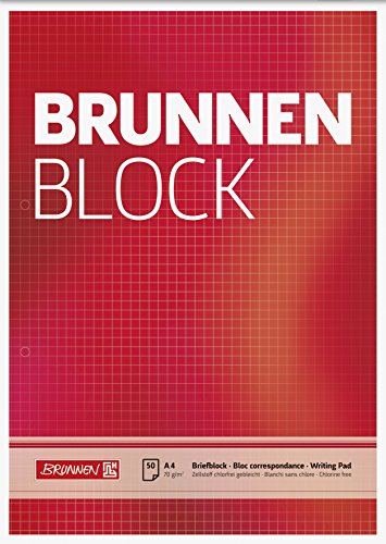 Baier & Schneider Brunnen Briefblock / Schreibblock / Der Brunnen Block (A4, kariert, 50 Blatt, 70 g/m², 2-fach gelocht) von BRUNNEN