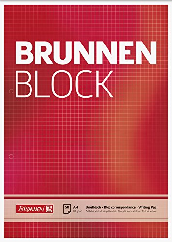 Brunnen 1052758 Briefblock / Schreibblock / Der Brunnen Block (A4, kariert, 50 Blatt, 70 g/m², 2-fach gelocht) von Baier & Schneider