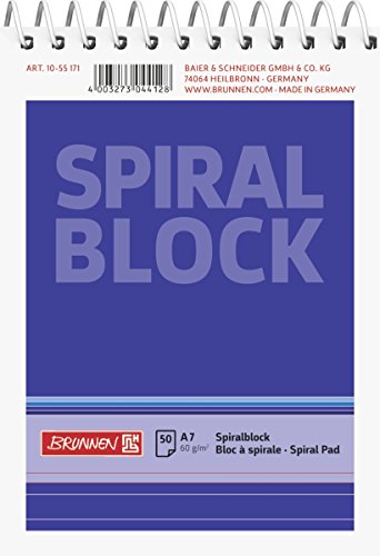 Baier & Schneider Brunnen 1055171 Spiralblock / Notizblock (A7, liniert, 50 Blatt, 60g/m²) von Baier & Schneider