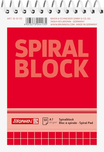 Brunnen 1055172 Spiralblock / Notizblock (A7, kariert, 50 Blatt, 60g/m²) von Baier & Schneider