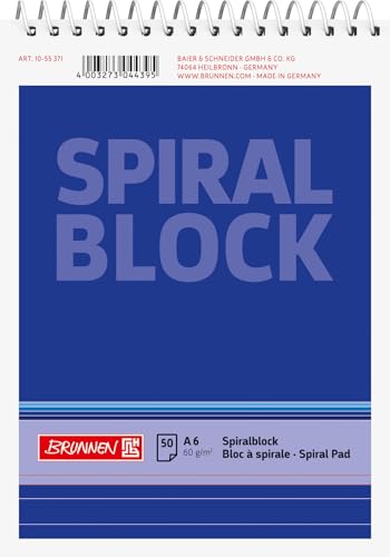 Baier & Schneider Brunnen 1055371 Spiralblock / Notizblock (A6, liniert, 50 Blatt, 60g/m²) von Baier & Schneider