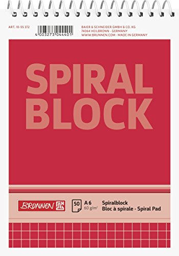 Brunnen 1055372 Spiralblock / Notizblock (A6, kariert, 50 Blatt, 60g/m²) von Baier & Schneider