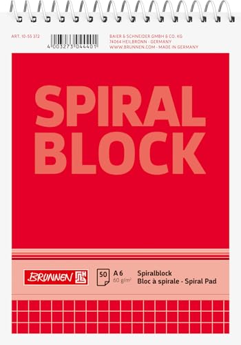 Baier & Schneider Brunnen 1055372 Spiralblock / Notizblock (A6, kariert, 50 Blatt, 60g/m²) von Baier & Schneider