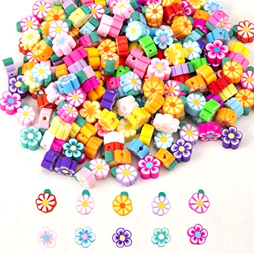 200 Stück Blumen-Polymer-Ton-Perlen, gemischte Blumen-Perlen, Abstandshalter für Armband, Halskette, Schmuckherstellung von Baiinjiene