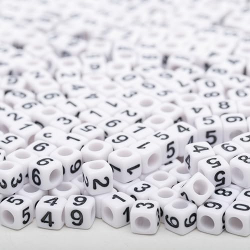 Quadratische Zahlen-Perlen, Acryl, 6 x 6 mm, Würfelperlen für Schmuckherstellung, Alphabet-Perlen, 1000 Stück Quadratische Zahlen-Perlen, Acryl, 6 x 6 mm, Würfelperlen für Schmuckherstellung, Alphabet-Perlen, 1000 Stück von Baiinjiene