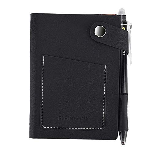 Notizblock für Wiederverwendbares Intelligente Aufbewahrung mit Löschbarem Stift,A6 Wiederbeschreibbares Notizbuch, Notizbuch aus Leder, Persönlicher Organizer, Notizbuch aus Leder (Black) von Baijian