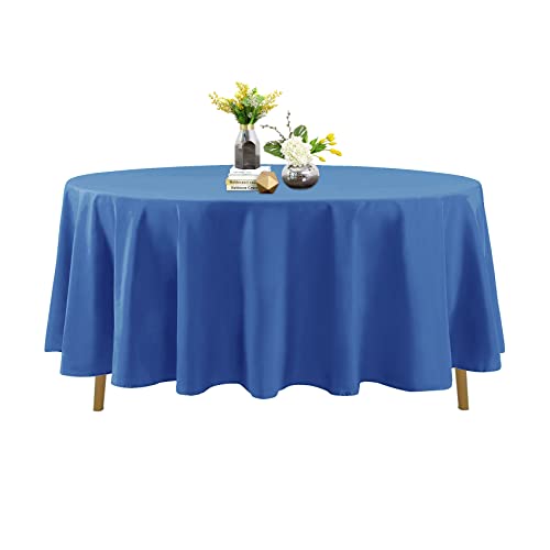 Runde Tischdecke, 274 cm, rund, flecken- und knitterfrei, waschbar, Polyester-Tischdecke, dekorative Tischdecke für Esstisch, Partys und Hochzeiten, mediterranes Blau von Bailarina