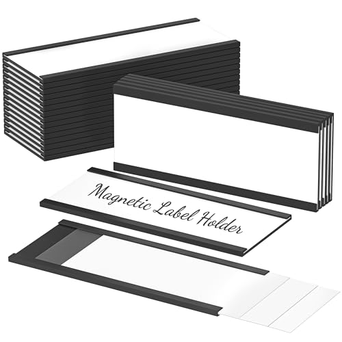 C-Kanal Magnetetiketten, 40 x 100mm Magnetische Etikettenhalter, Etiketten Magnetschilder mit Kunststoffschutzfolie für Metallregal, Schließfach und Whiteboard, 20 Stück von Baimuni