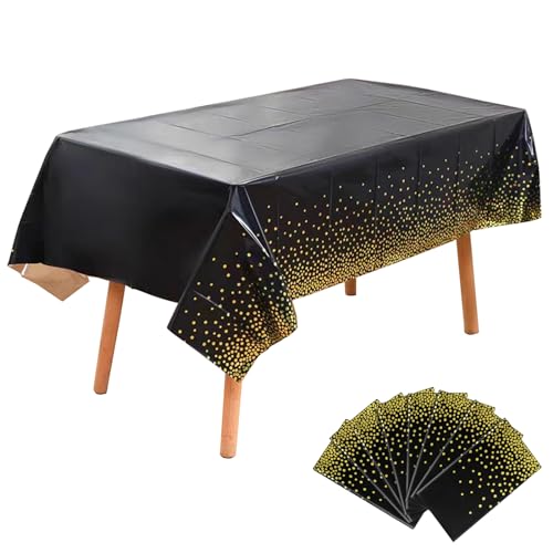 Einweg Tischdecken 8 Stück 137 x 183 cm Chmutzabweisend Wasserfest Tischdecke aus Kunststoff Rechteckige Goldene Punkte Tischdecken für Partys, Geburtstage, Hochzeiten - Schwarz Einweg Tischdecken 8 Stück 137 x 183 cm Chmutzabweisend Wasserfest Tischdecke aus Kunststoff Rechteckige Goldene Punkte Tischdecken für Partys, Geburtstage, Hochzeiten - Schwarz von Baiyouli