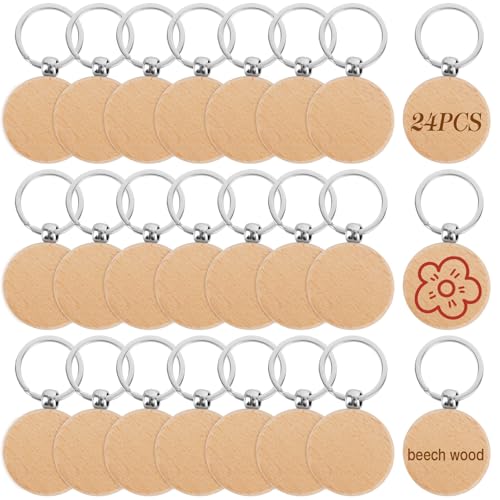 Baiyuanli 24 Stück Holz Schlüsselanhänger, Rund Blanko Naturholz Schlüsselringe, DIY Schlüsselanhänge zum Bemalen Beschriftbar, Wooden Keychain mit Ring für Geschenke Dekoration Baiyuanli 24 Stück Holz Schlüsselanhänger, Rund Blanko Naturholz Schlüsselringe, DIY Schlüsselanhänge zum Bemalen Beschriftbar, Wooden Keychain mit Ring für Geschenke Dekoration von Baiyuanli