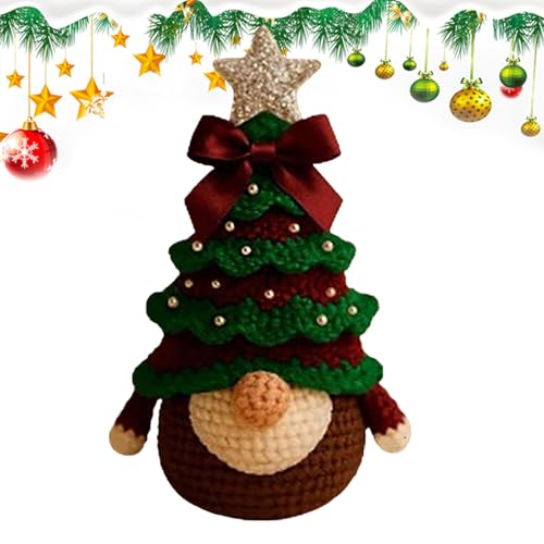 Bajbumgn Häkelsets Für Erwachsene | Weihnachtliches Anfänger Set Gnome Mit Baum Für Heimdekoration | Einfaches Garn Zubehör Set Für Weihnachtsbasteln Zu Hause Erwachsene Jugendliche Kinder Frauen von Bajbumgn