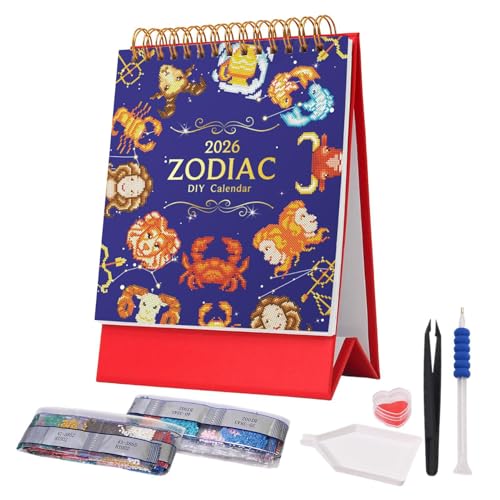 Diamond Art Painting 2026 Schreibtischkalender, stehende Edelsteins -monatliche Desktop Kalender mit Task Manager, Erstellen Sie Edelsteinkalender, Home Offices Planung von Bajbumgn