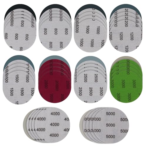 50 Stück Schleifpapier, Schleifpads, Schleifblätter, wassertrocken, 75 mm, Schleifscheiben, rund, Körnung 600/800/1000/1200/1500/2000/2500/3000/4000/5000, Polieren für Metall, Holz, Schleifen 50 Stück Schleifpapier, Schleifpads, Schleifblätter, wassertrocken, 75 mm, Schleifscheiben, rund, Körnung 600/800/1000/1200/1500/2000/2500/3000/4000/5000, Polieren für Metall, Holz, Schleifen von BakeWhiz