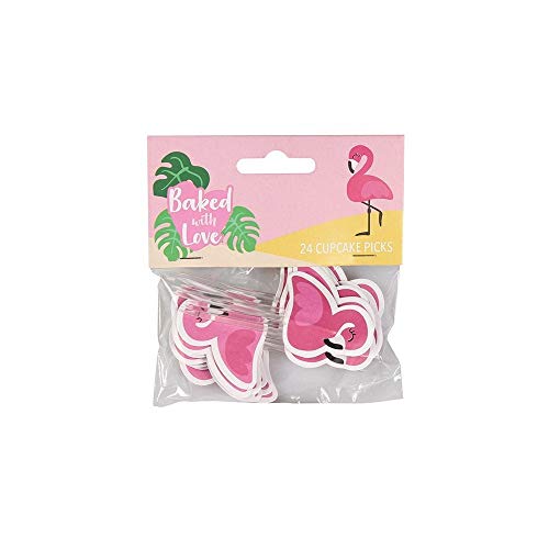 Baked With Love Flamingo-Cupcake-Picks, lebendige rosa Flamingo-Kuchendekorationen, Kuchendekorationen – 24 Stück von Baked with Love