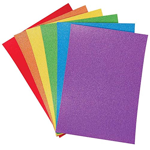 Baker Ross A4 Bastelkarton mit Glitter in Regenbogenfarben - 20 Stück, Glitzernde Karte zum Basteln für Kinder und Erwachsene, Bastelmaterial für Schultüten von Baker Ross