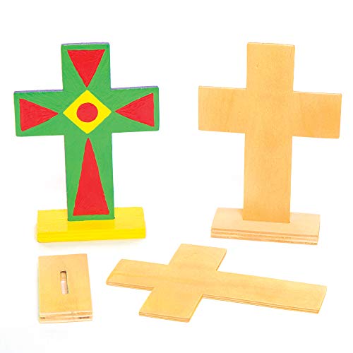 Baker Ross AC638 Kreuze zum Aufstellen aus Holz Bemalen und Verzieren zu Ostern – Kreatives Bastelset für Kinder/Erwachsene (4 Stück), Pack de 4 von Baker Ross