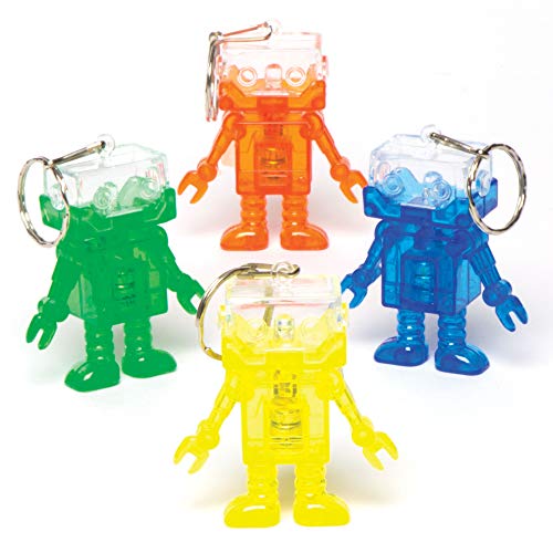 Baker Ross AV173 Blinkende Schlüsselanhänger „Roboter perfekt als kleine Partyüberraschung für Kinder (5 Stück), Sortiert, 5 cms von Baker Ross