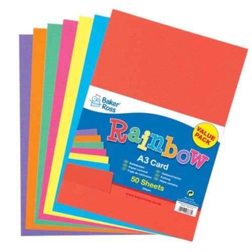 Baker Ross AV536 Karton, A3, Regenbogenfarben, 50 Stück von Baker Ross