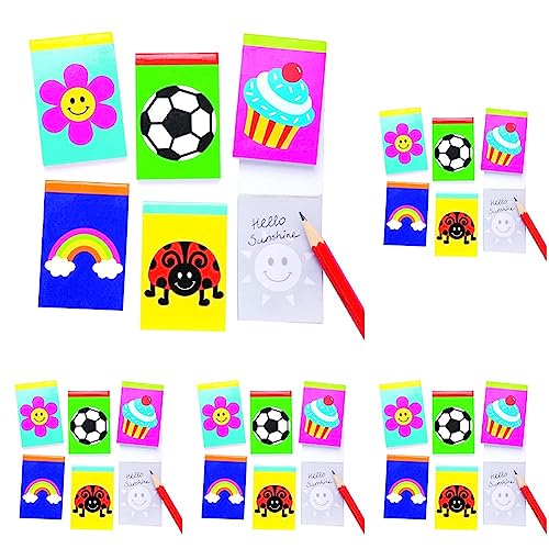 Baker Ross AW733 Bäcker Ross Bunte Notizblöcke (12 Stück) Perfekt für Goodie Bags, Halloween Party Favors, Pinata Filler oder Geburtstagsgeschenk, Sortiert, 12 Pack (Packung mit 5) von Baker Ross