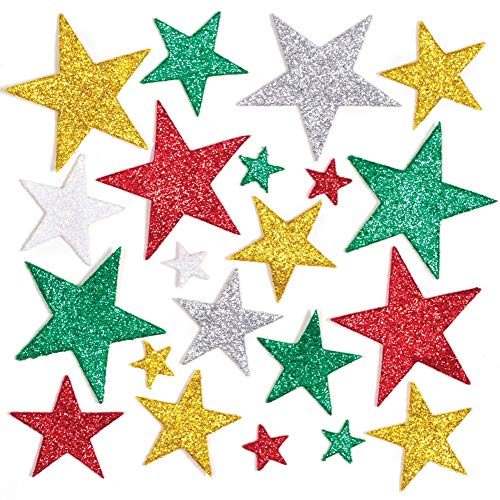 Baker Ross AW865 Glitzer Stern Moosgummi Sticker - 150 Stück, Glitter Schaumstoff Aufkleber für Kinder zum Basteln, Gestalten und Dekorieren von Baker Ross