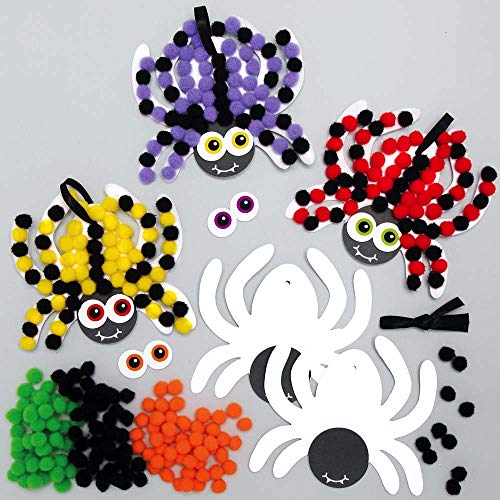Baker Ross AX261 Spinne Pom Pom Kits - Packung mit 5, Halloween-Thema Kunsthandwerk für Kinder zu dekorieren und zu zeigen, Halloween-Dekoration Spinne von Baker Ross