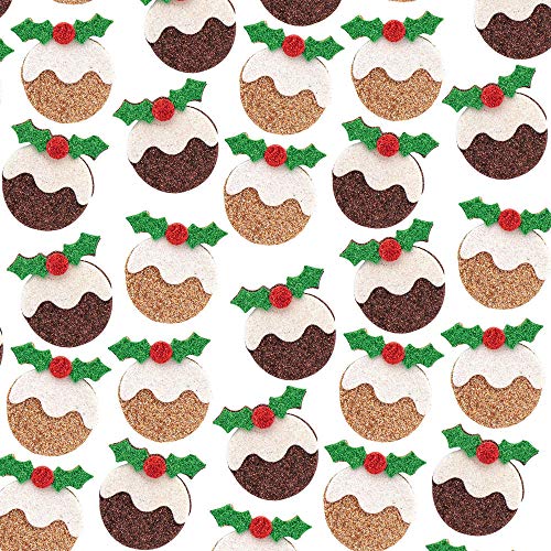 Baker Ross AX342 Weihnachtspudding Glitzernde Moosgummi Aufkleber - 100 Stück, Festliche Künstler- und Bastelbedarf zum Basteln und Dekorieren zur Weihnachtszeit von Baker Ross