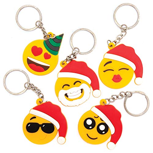 Baker Ross AX371 Weihnachten lustige Gesicht Schlüsselringe - 6 Stück, Lustiges Spielzeug für Kinder zur Weihnachtszeit perfekte Party, Beute, Preis oder Korbfüller von Baker Ross