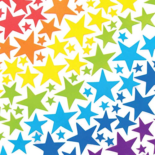Baker Ross AX412 Stern Moosgummi Sticker in Regenbogen Farben - 210 Stück, Bunte Schaumstoff Aufkleber für Kinder zum Basteln, Gestalten und Dekorieren, Bastelmaterial für Schultüten von Baker Ross