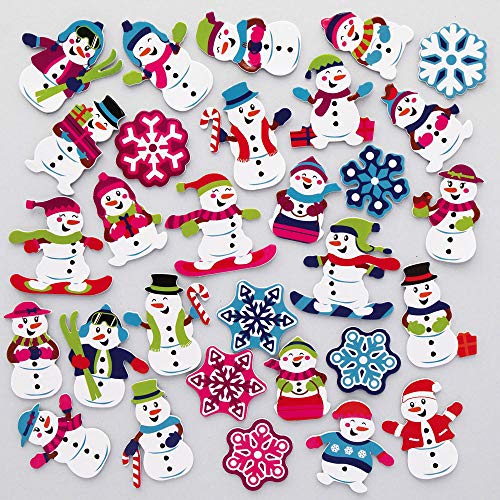 Baker Ross AX481 Schneeman Moosgummi Sticker - 200 Stück, Schaumstoff Aufkleber für Kinder zum Basteln, Gestalten und Dekorieren von Baker Ross