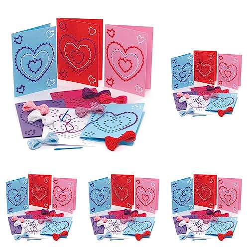 Baker Ross AX715 Karten zum Auffädeln in Herzform, 6 Stück, Kunst und Handwerk für Kinder zum Nähen, Einfädeln und Dekorieren für Valentinstagskarten, Weißen (Packung mit 5) von Baker Ross