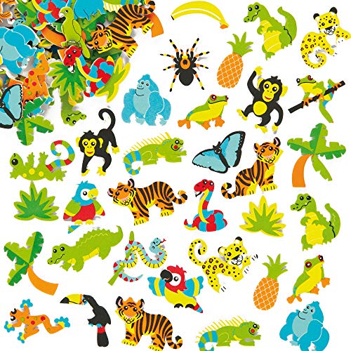 Baker Ross Aufkleber aus Moosgummi - Regenwald - Sticker Set zum Basteln für Kinder und als Dekoration - 100 Stück von Baker Ross