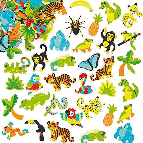 Baker Ross Aufkleber aus Moosgummi - Regenwald - Sticker Set zum Basteln für Kinder und als Dekoration - 100 Stück Baker Ross Aufkleber aus Moosgummi - Regenwald - Sticker Set zum Basteln für Kinder und als Dekoration - 100 Stück von Baker Ross