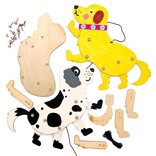 Baker Ross Bastelsets Holzfiguren „Hund“, für Kunsthandwerksprojekte für Kinder (4 Stück), AT817, Mittel von Baker Ross