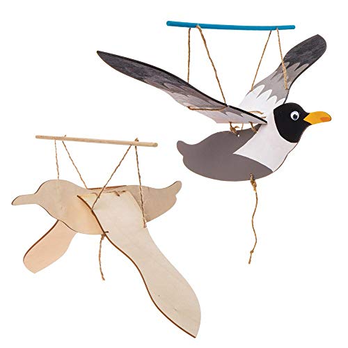 Baker Ross Bastelsets Holzfiguren „Möwen“ (3 Stück) – bewegliche Puppe mit Flügeln für Kinder zum Gestalten, Mittel von Baker Ross