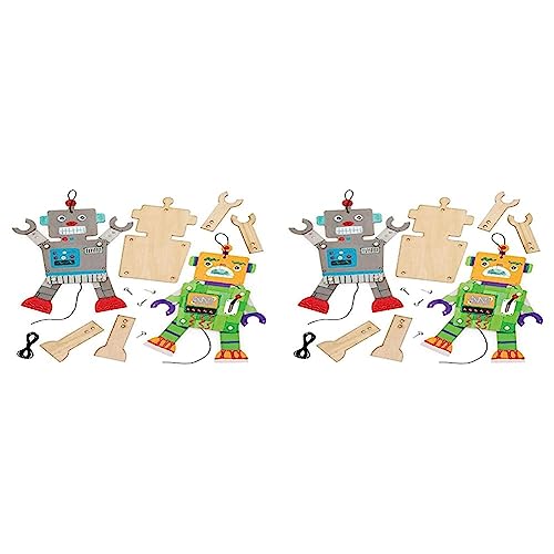 Baker Ross Bastelsets Holzfiguren „Roboter“ (4 Stück) – bewegliche Puppe mit beweglichen Armen und Beinen für Kinder zum Gestalten (Packung mit 2) von Baker Ross