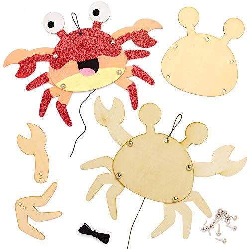 Baker Ross Bastelsets Holzfiguren „Tanzende Krabbe“, für Kunst- und Bastelprojekte für Kinder (4 Stück) von Baker Ross