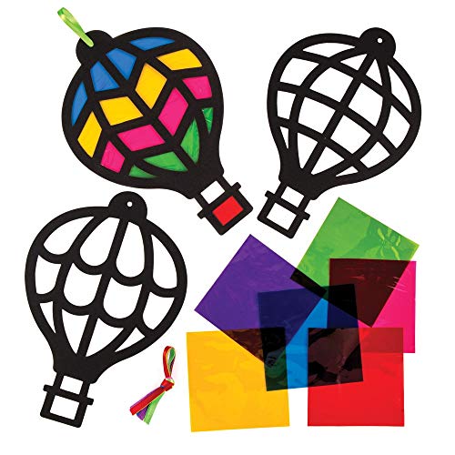 Baker Ross Bastelsets für Deko-Anhänger „Heißluftballons“ mit Buntglas-Effekt (6 Stück) – für Kinder zum Zusammensetzen und Dekorieren von Baker Ross