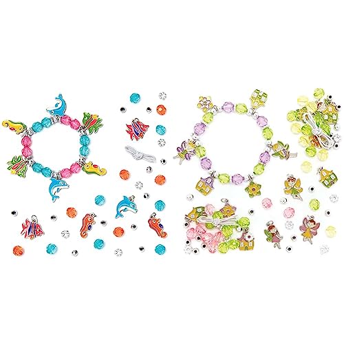 Baker Ross Bettelarmband-Bastelsets „Meerestiere“ & AX908 Feen-Armband-Sets, 3 Stück, Perlenschmuck, Basteln, perfekt für Partytüten und Geschenke, ideales Kinderzubehör von Baker Ross