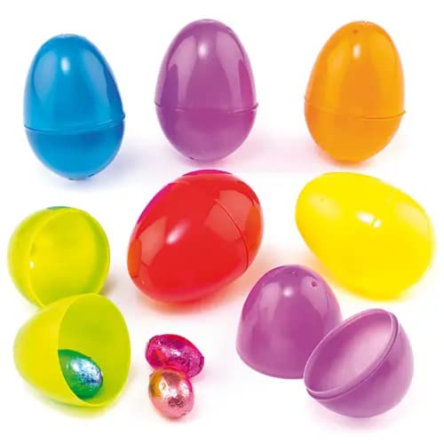 Baker Ross L1047 Farbige Kunststoffeier für Kinder zum Befüllen Leckereien, tolle Frühlings-und Oster-Partytüten und Preise (12 Stück), Sortiert von Baker Ross