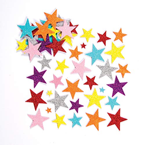 Baker Ross EF309 Schaumstoff-Aufkleber -Glitzernde Sterne - Sticker Set zum Basteln für Kinder und als Dekoration - 150 Stück von Baker Ross